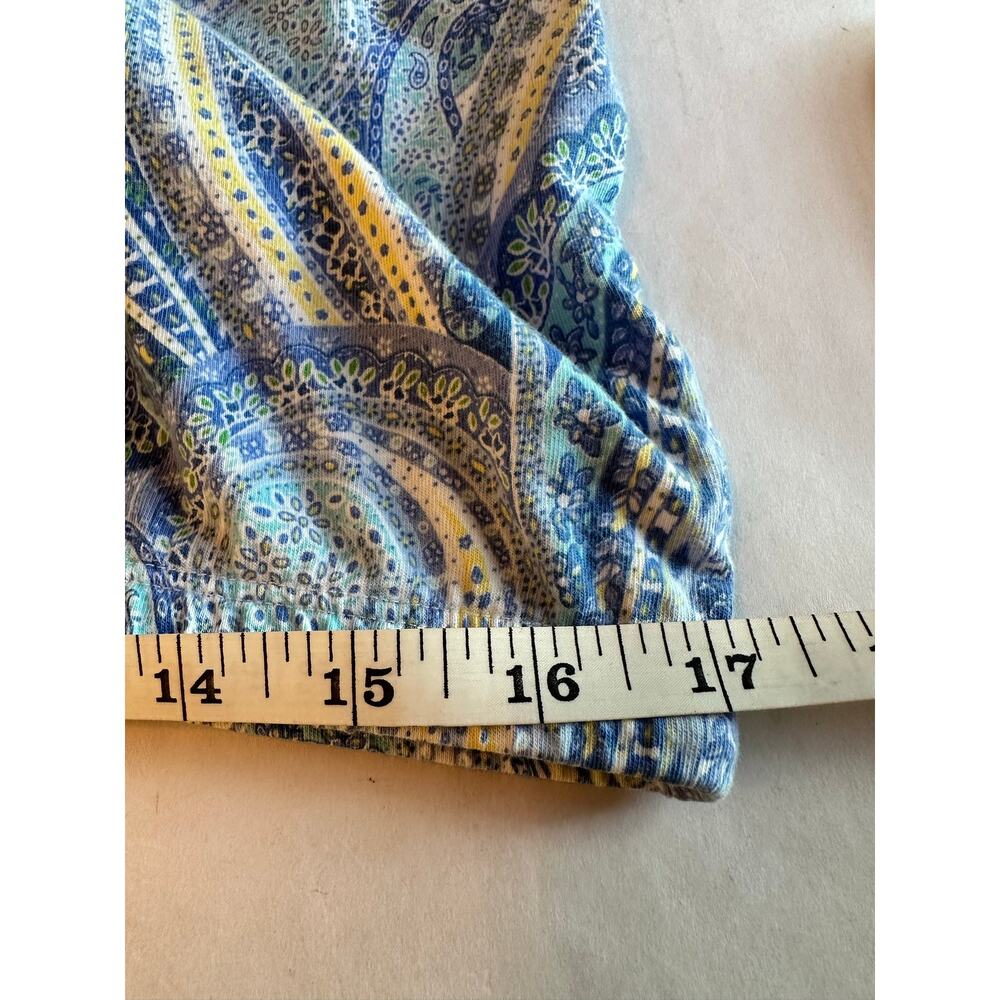 Lauren Ralph Lauren Pajamas Set Blue Yellow Paisley Short Sleeve Capri Pants - Picture 12 of 16
